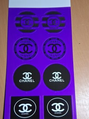 Chanel Logo Phone Sticker Set - Purple & Black